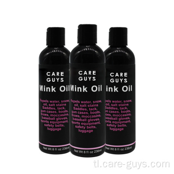 Liquid mink oil leather care polish